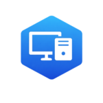 Managed IT infrastructure icon showing business computers and servers