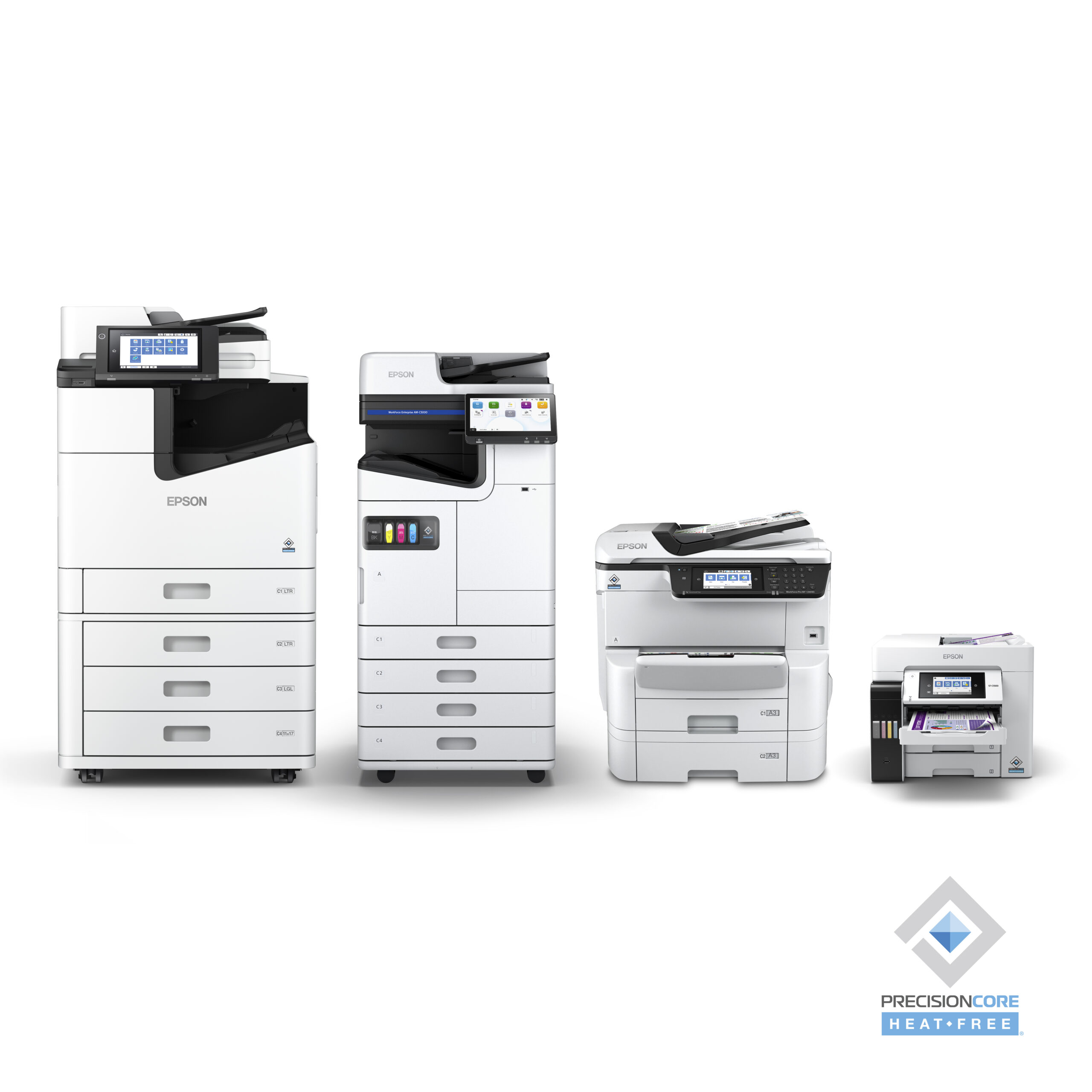EPSON Business Printing Product Cluster w/ PrecisionCore logo